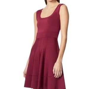 NWT Herve Leger Fit & Flare Stretch Pleated Ponte Knit Mini Dress Sz-S